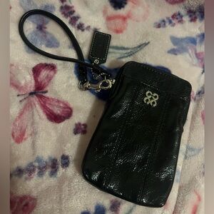 Coach black wristlet pouch vintage patent leather glossy mini y2k
